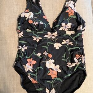 Shade & Shore Black Floral Swimsuit